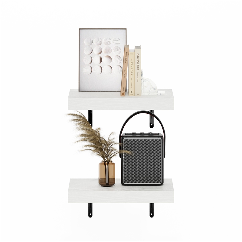 Pemberly Row 15-Inch Wall Mounted Floating Display Shelves in White Set of 2