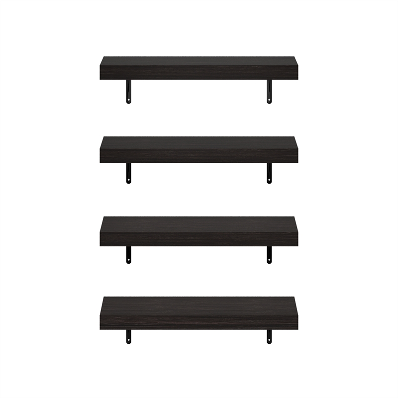 Pemberly Row 22-Inch Wall Mounted Floating Display Shelves in Tobacco Set of 4