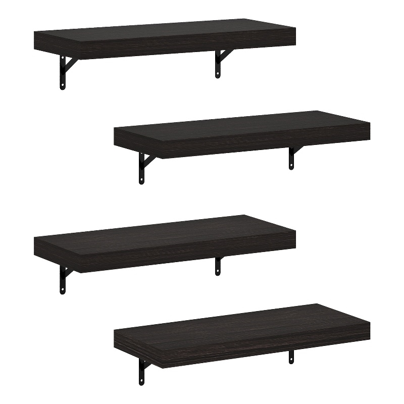 Pemberly Row 22-Inch Wall Mounted Floating Display Shelves in Tobacco Set of 4