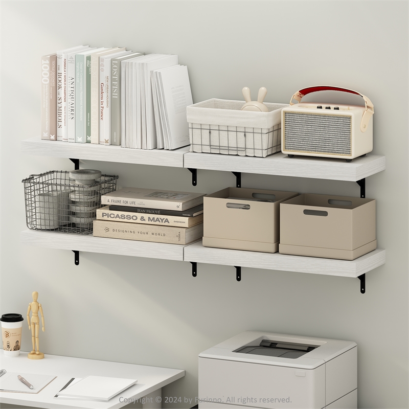 Pemberly Row 22-Inch Wall Mounted Floating Display Shelves in White Set of 4