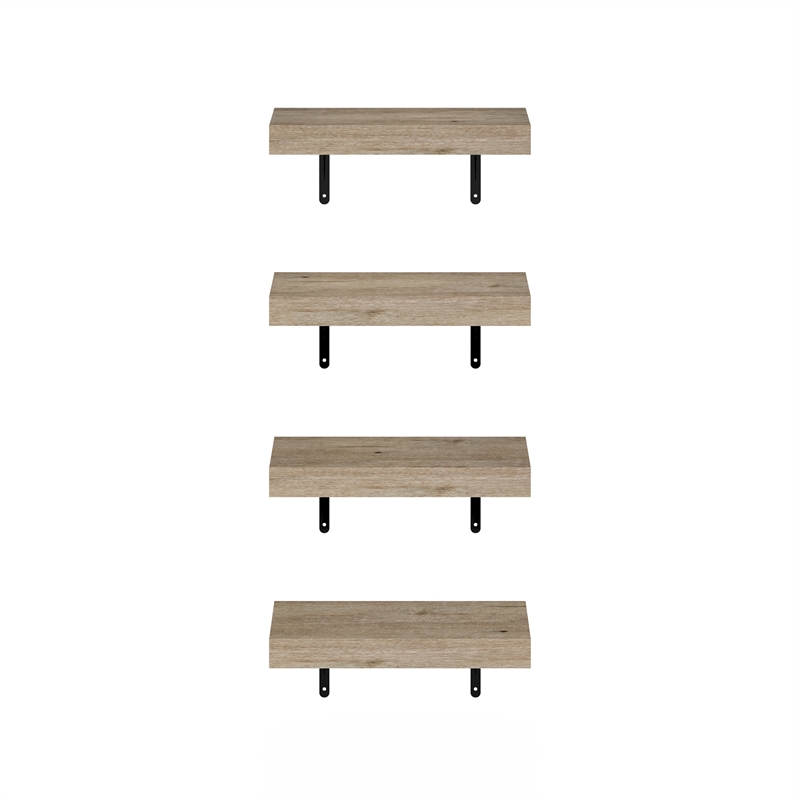 Pemberly Row 15-Inch Wall Mounted Floating Display Shelves in Natural Set of 4