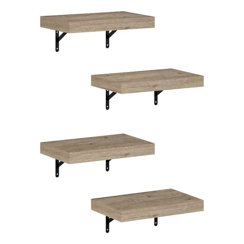 Pemberly Row 15-Inch Wall Mounted Floating Display Shelves in Natural Set of 4