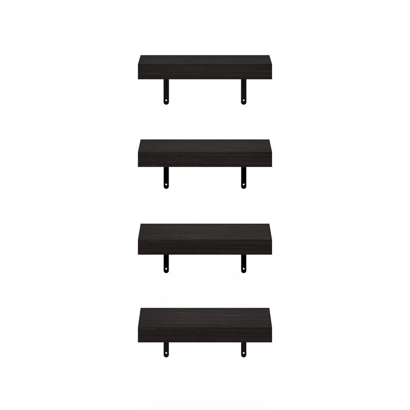Pemberly Row 15-Inch Wall Mounted Floating Display Shelves in Tobacco Set of 4