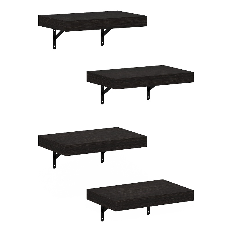 Pemberly Row 15-Inch Wall Mounted Floating Display Shelves in Tobacco Set of 4