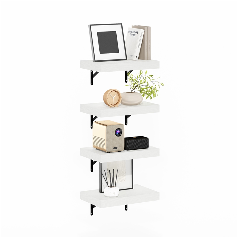 Pemberly Row 15-Inch Wall Mounted Floating Display Shelves in White Set of 4