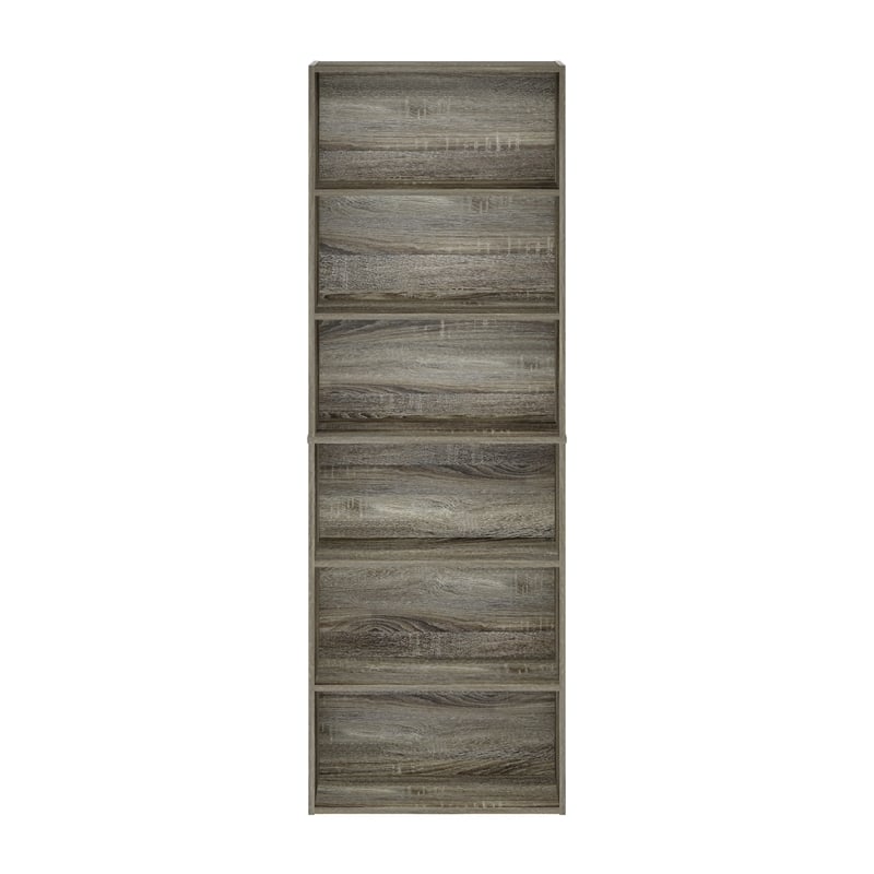 Pemberly Row Free Standing 6-Tier Open Storage Bookcase French Oak