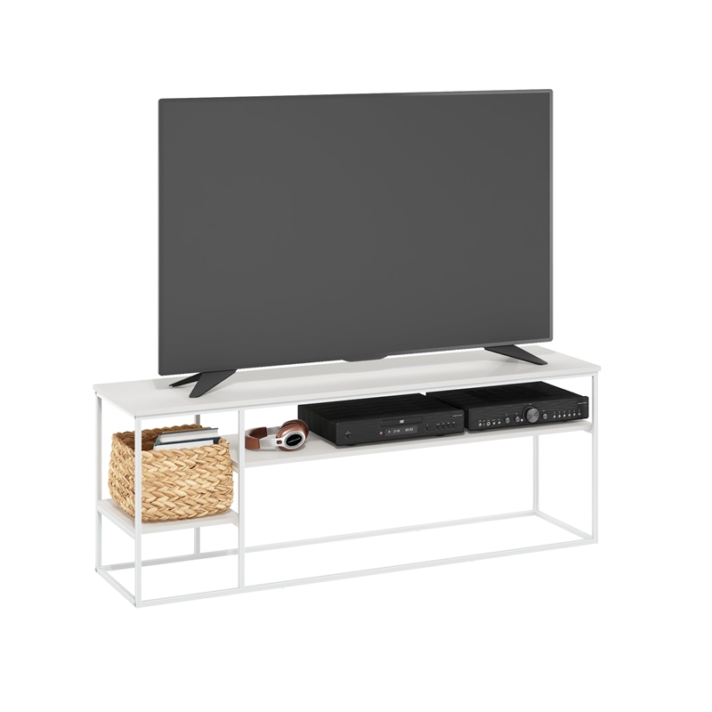 Pemberly Row Modern TV Stand for TV up to 65-inch Solid White
