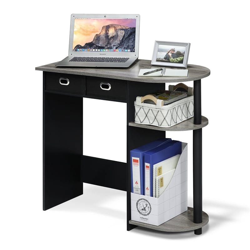 Pemberly Row Wood Laptop/Notebook/Computer Desk in Oak Gray/Black