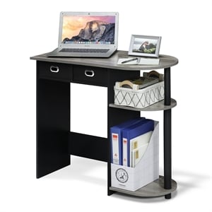 Pemberly Row Wood Laptop/Notebook/Computer Desk in Oak Gray/Black