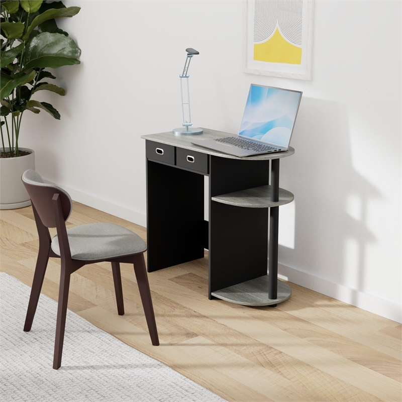 Pemberly Row Wood Laptop/Notebook/Computer Desk in Oak Gray/Black