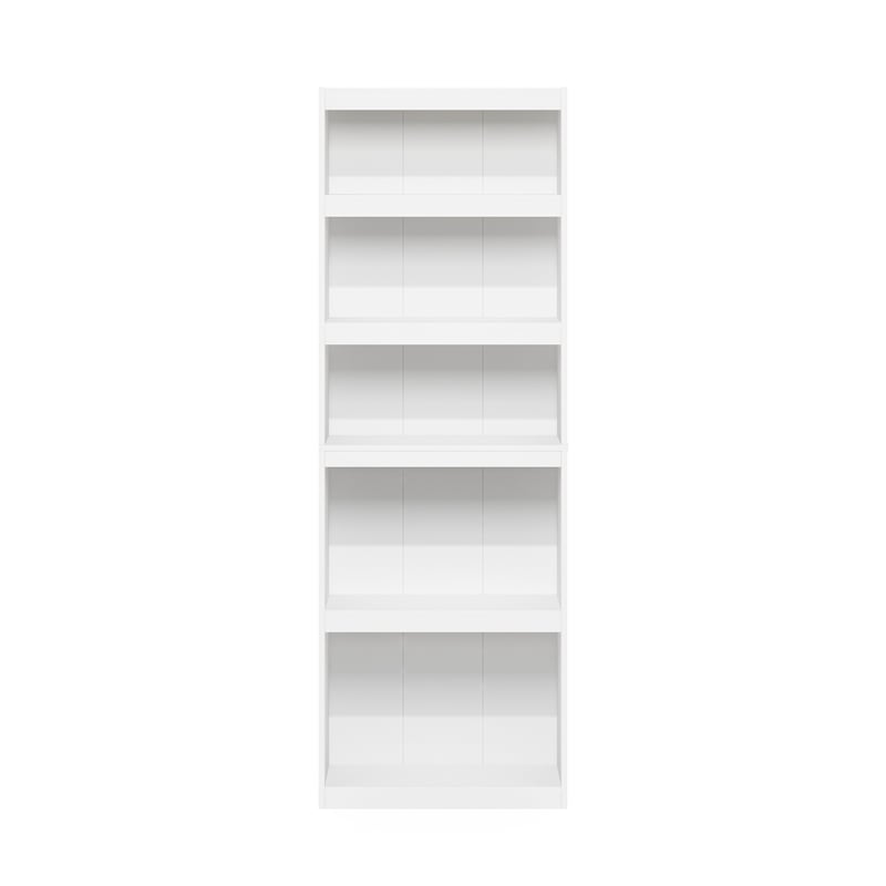 Pemberly Row Contemporary 5-Tier Shelf Bookcase in White Finish