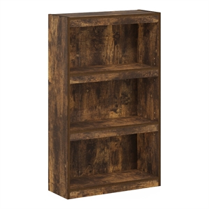 Pemberly Row Bookcase 3-Tier Adjustable Bookshelf in Amber Pine