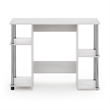 Pemberly Row Compact Computer/Study Desk in White Oak in Stainless Steel Tubes