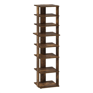 Pemberly Row 8-Tier Vertical Free Standing Shoe Tower in Shoe Rack Amber Pine