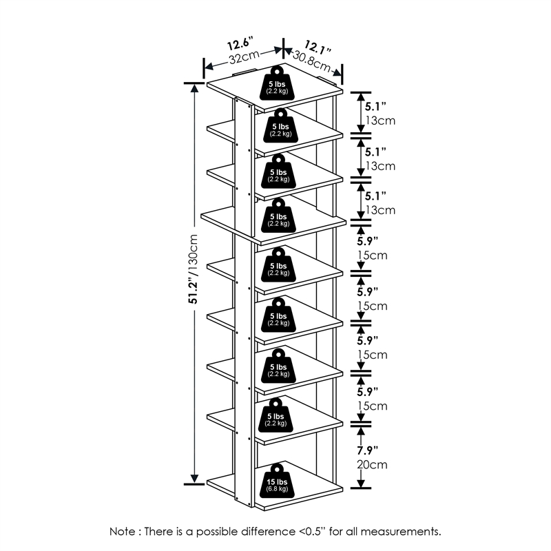 Pemberly Row 9-Tier Vertical Free Standing Shoe Tower in Shoe Rack Espresso
