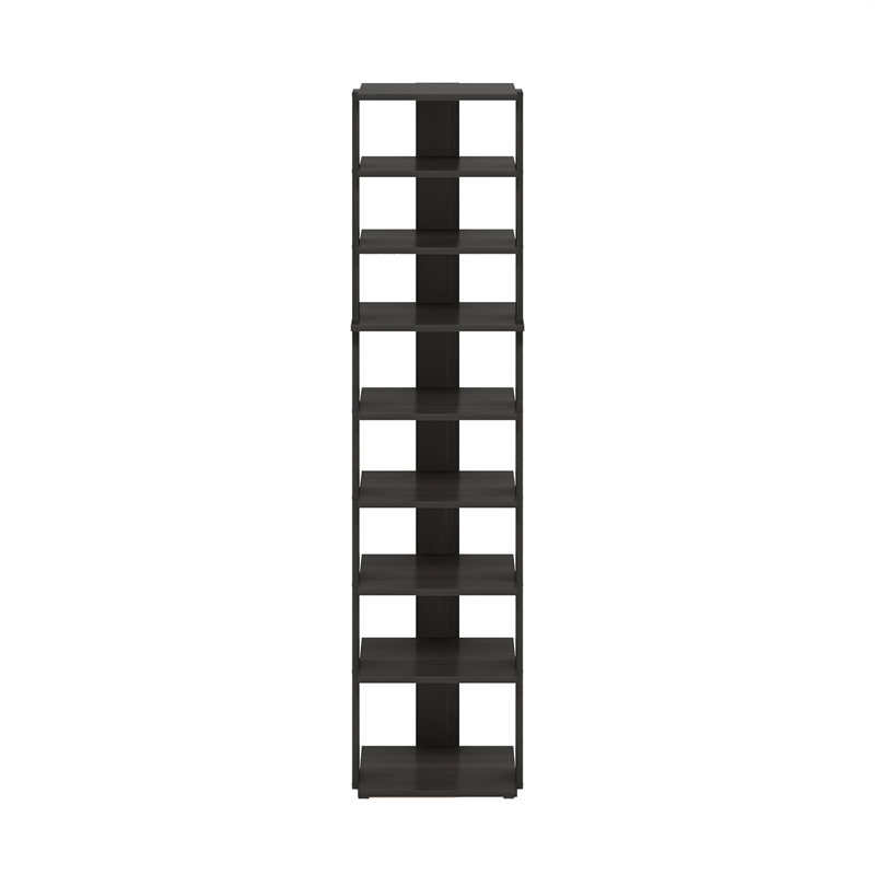 Pemberly Row 9-Tier Vertical Free Standing Shoe Tower in Shoe Rack Espresso