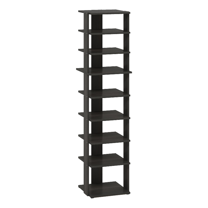Pemberly Row 9-Tier Vertical Free Standing Shoe Tower in Shoe Rack Espresso
