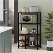 Pemberly Row Turn-N-Tube 4-Tier Toolless Kitchen Shelf Cart in Amber Pine/Black