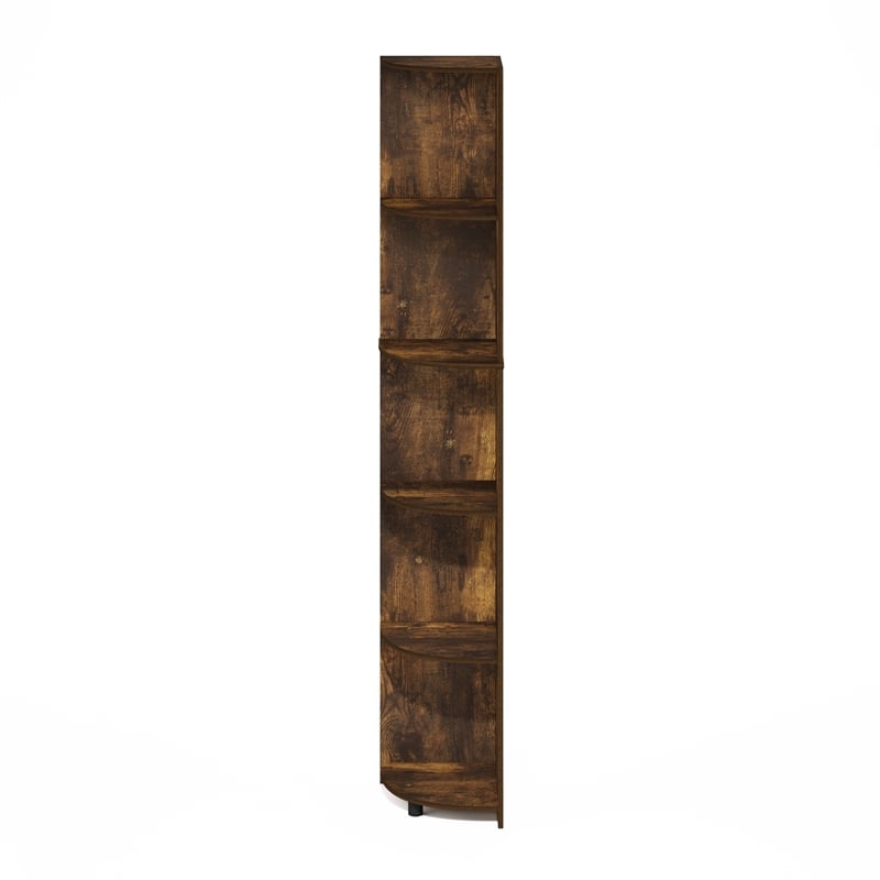 Pemberly Row 5-Tier Corner Shelf Bookcase in Bookshelf in Amber Pine