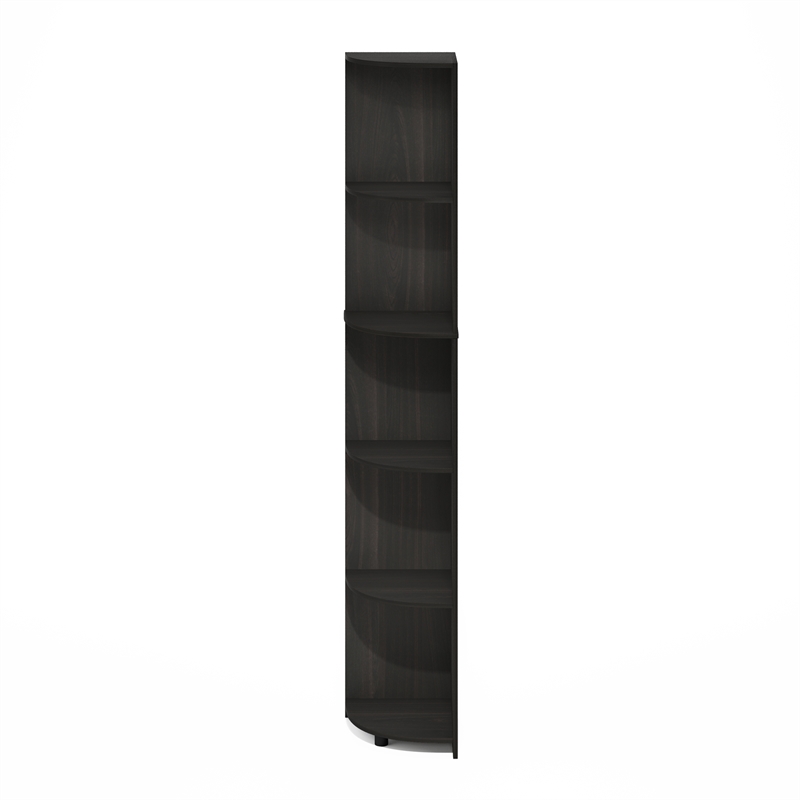 Pemberly Row 5-Tier Corner Shelf Bookcase in Bookshelf in Espresso