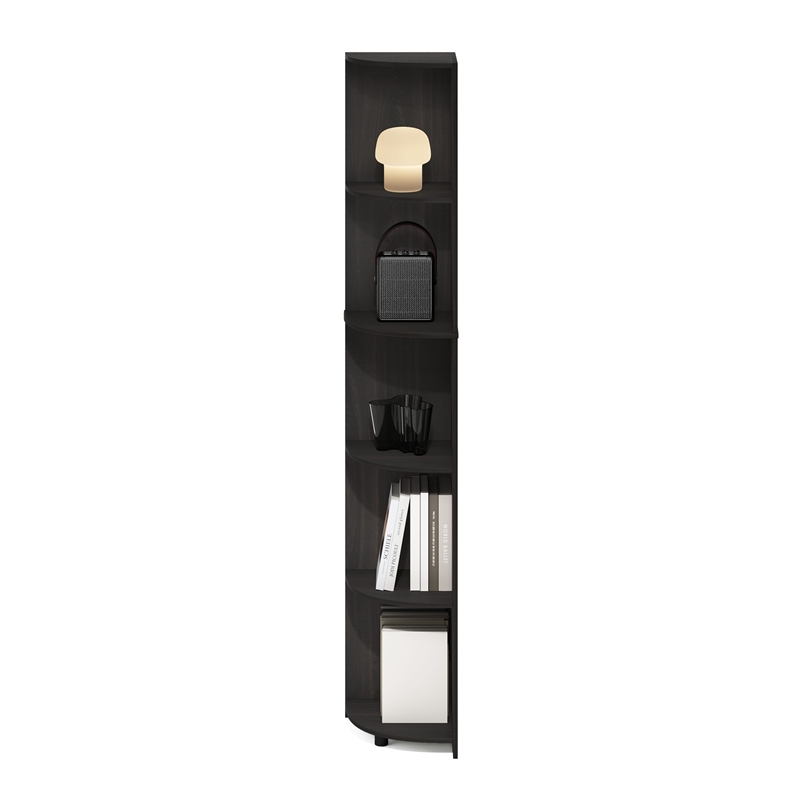 Pemberly Row 5-Tier Corner Shelf Bookcase in Bookshelf in Espresso