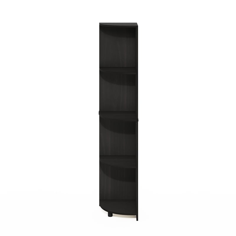 Pemberly Row 4-Tier Corner Shelf Bookcase in Bookshelf in Espresso
