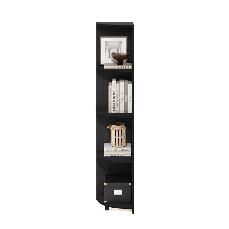 Pemberly Row 4-Tier Corner Shelf Bookcase in Bookshelf in Espresso