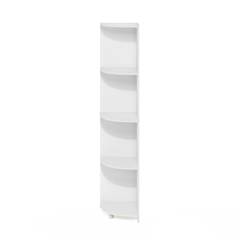 Pemberly Row 4-Tier Corner Shelf Bookcase in Bookshelf in White