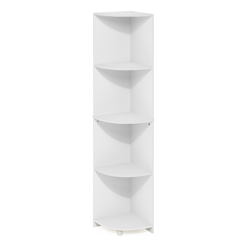 Pemberly Row 4-Tier Corner Shelf Bookcase in Bookshelf in White