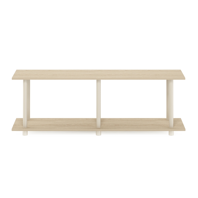 Pemberly Row Turn-N-Tube No Tools Modern Rectangle Side Table in Beige