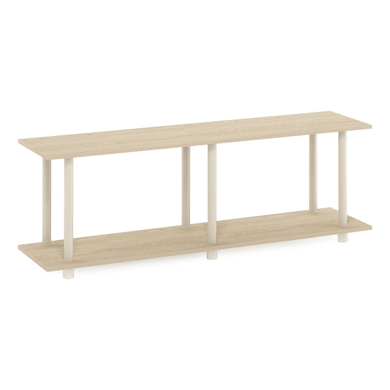 Pemberly Row Turn-N-Tube No Tools Modern Rectangle Side Table in Beige