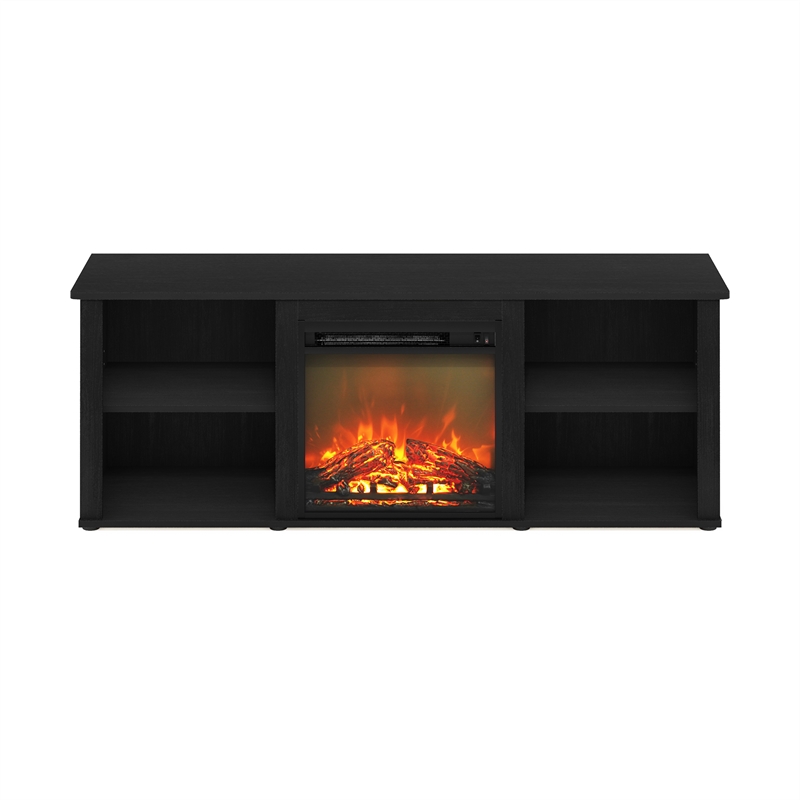 Pemberly Row Contemporary 60-inch TV Stand with Fireplace in Americano