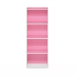 Pemberly Row Contemporary 4-Tier Open Shelf Bookcase in Pink/White