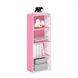 Pemberly Row Contemporary 4-Tier Open Shelf Bookcase in Pink/White