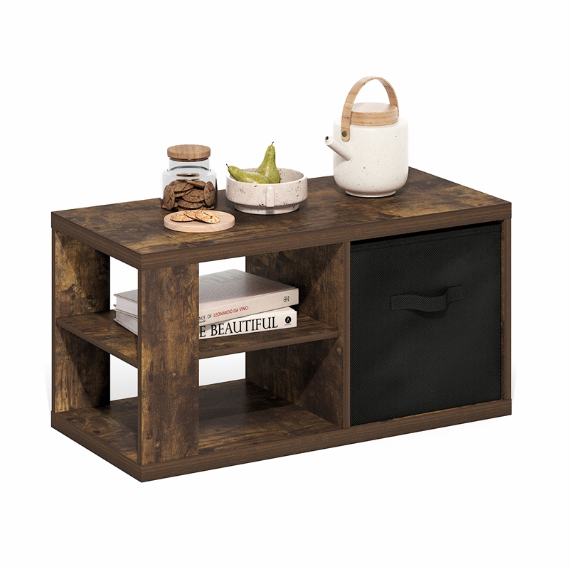 Pemberly Row Contemporary Coffee Table with Storage Bin in Amber Pine