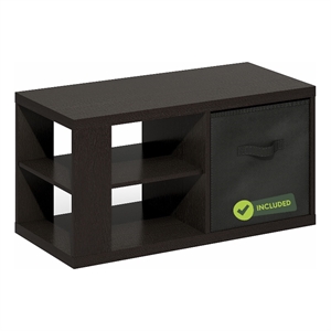 Pemberly Row Contemporary Coffee Table with Storage Bin in Dark Oak