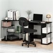 Pemberly Row Compact Computer/Study Desk in Americano in Stainless Steel Tubes