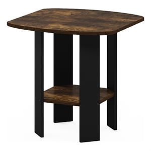 Pemberly Row Contemporary End/SideTable in Amber Pine/Black Finish