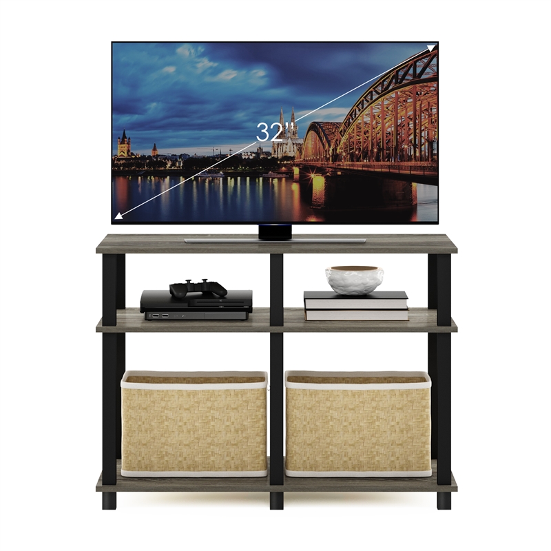 Pemberly Row Turn-N-Tube TV Stand for TV up to 40-inch in French Oak/Black