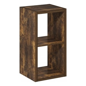 Pemberly Row Open Back Decorative Cube Storage Organizer in 2-Cube Amber Pine