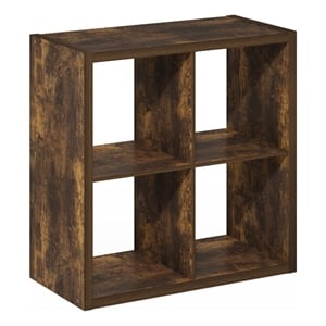 Pemberly Row Open Back Decorative Cube Storage Organizer in 4-Cube Amber Pine