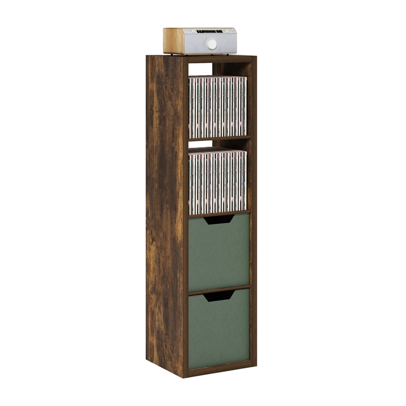 Pemberly Row Open Back Decorative Verticle Cube Storage Organizer Amber Pine