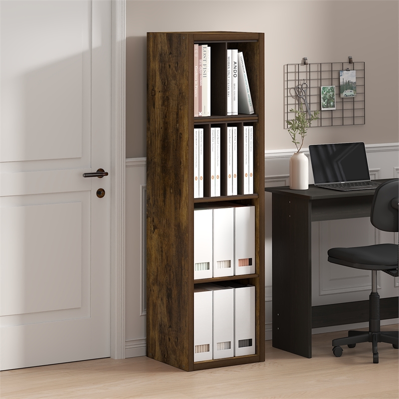 Pemberly Row Open Back Decorative Verticle Cube Storage Organizer Amber Pine