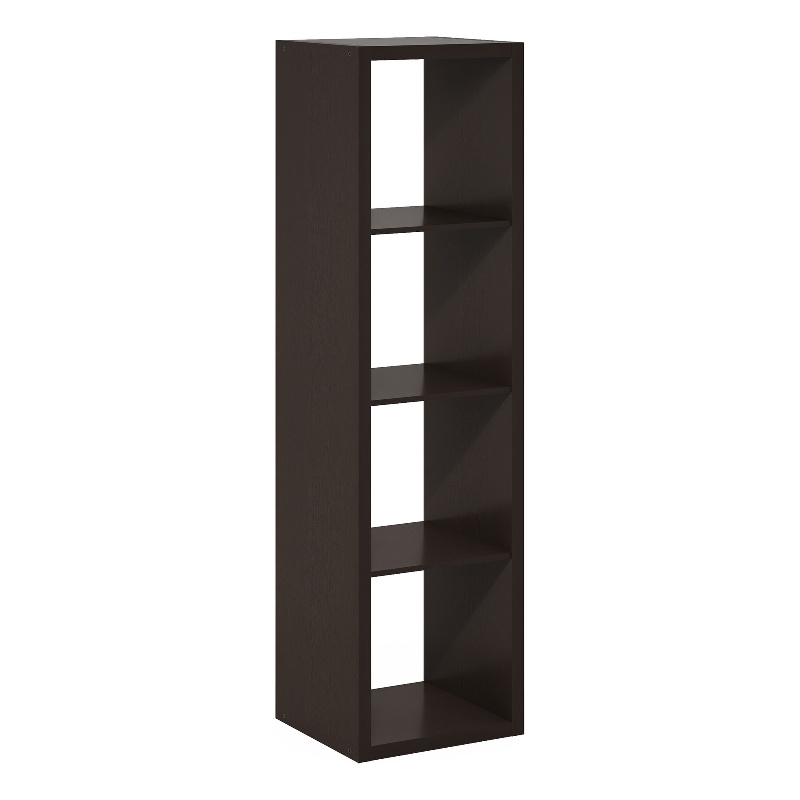 Pemberly Row Open Back Decorative Verticle Cube Storage Organizer in Dark Oak