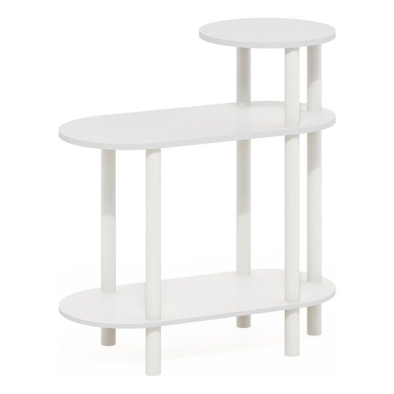 Pemberly Row Turn-N-Tube 3-Tier Oval Sofa Side/End Table in White