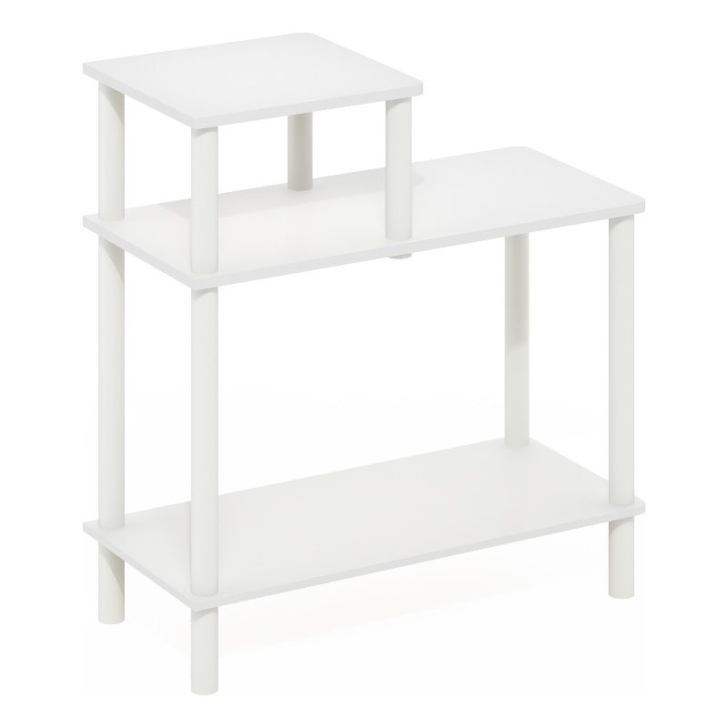 Pemberly Row Turn-N-Tube 3-Tier Rectangular Sofa Side/End Table White