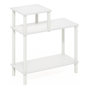 Pemberly Row Turn-N-Tube 3-Tier Rectangular Sofa Side/End Table White