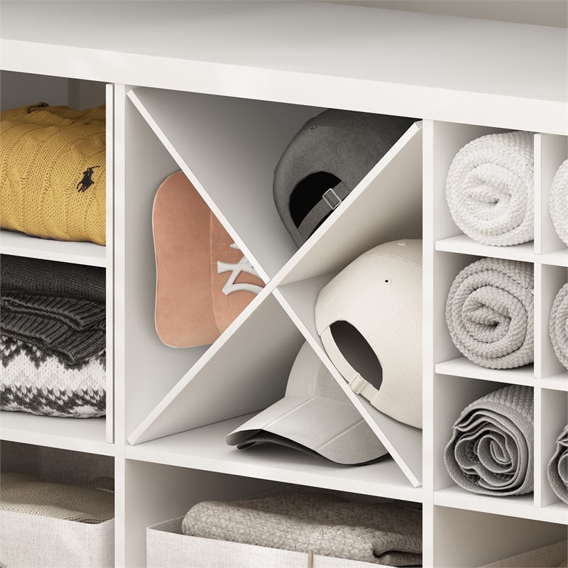 Pemberly Row Contemporary X-Shelf Cube Organizer Insert in White