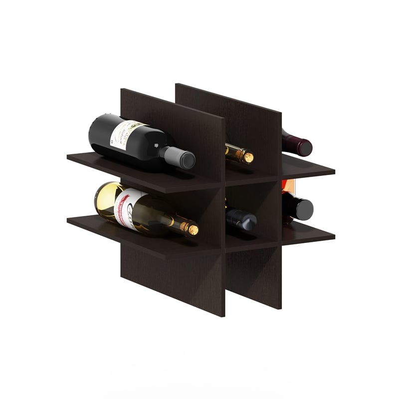 Pemberly Row 9-Compartment Bottle Storage Cube Organizer Insert in Dark Oak