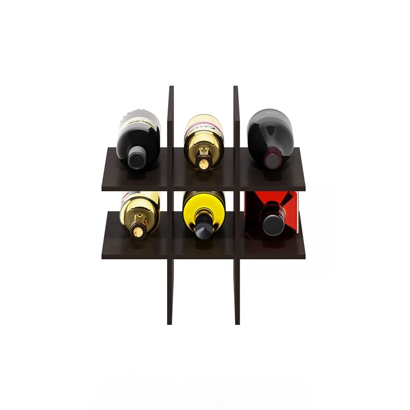 Pemberly Row 9-Compartment Bottle Storage Cube Organizer Insert in Dark Oak